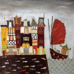 -Raphaëlle Penaud 40x40 petit port de Bretagne